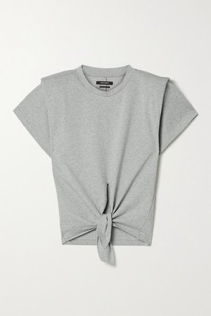 Belita Tie-front Cotton T-shirt - Gray
