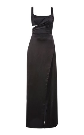 long black sateen dress