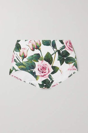 Floral-print Bikini Briefs - White