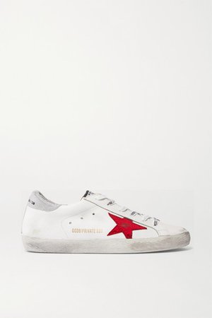 Superstar Distressed Leather Sneakers - White