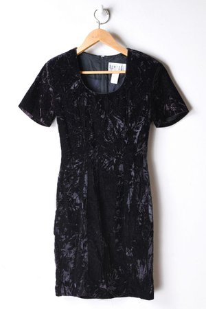 Vintage Crushed Black Velvet Mini Dress | Urban Outfitters