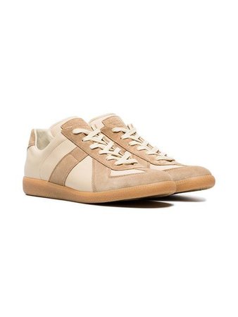 Maison Margiela nude and brown replica leather sneakers