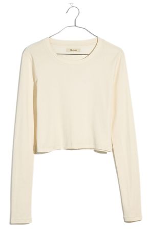 Madewell Fine Ribbed Supercrop Crewneck Long Sleeve T-Shirt | Nordstrom