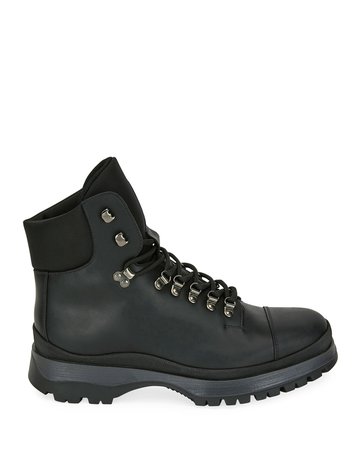 Prada Lace-Up Leather Hiker Boots