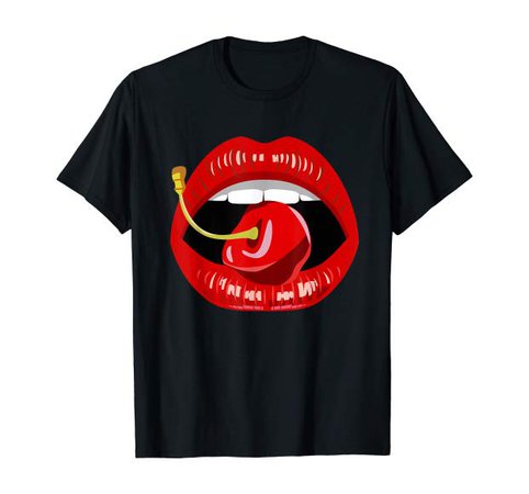 Amazon.com: Cherry Biting Lips T-Shirt: Clothing