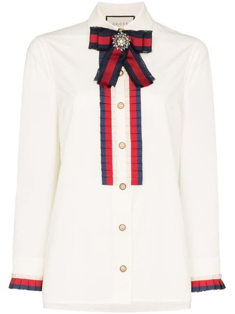 Gucci ribbon-trim shirt £890 - Shop Online - Fast Global Shipping, Price