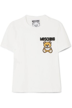 Moschino | Embellished appliquéd cotton-jersey T-shirt | NET-A-PORTER.COM
