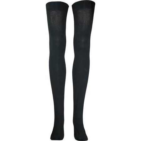Combed Cotton Thigh High Socks in Black - Poppysocks