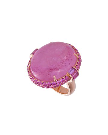 Margot McKinney Jewelry 18k Rose Gold Tourmaline & Sapphire Ring