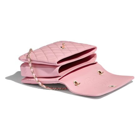 Lambskin & Gold-Tone Metal Pink Flap Bag with Top Handle | CHANEL
