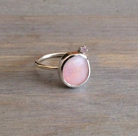 opal and rose quartz ring