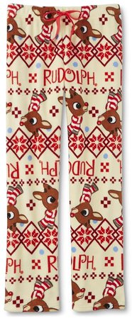 Rudolph The Red-Nosed Reindeer Fair Isle Plush Lounge Pants for Women (Large) at Amazon Women’s Clothing store