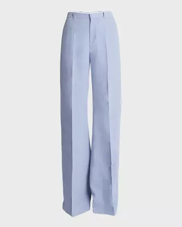 Chloe Linen Canvas Flare Trousers | Neiman Marcus