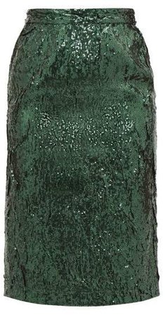 No. 21 - Sequinned Pencil Skirt - Womens - Green