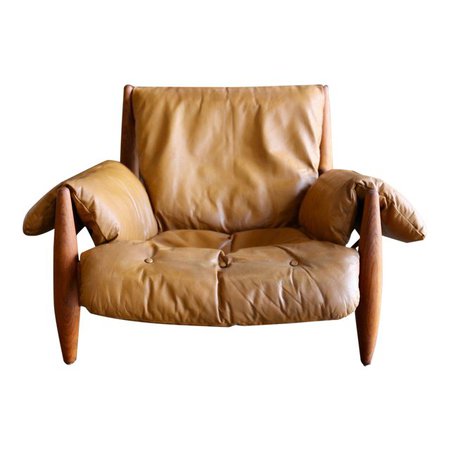Mid-Century Modern Sergio Rodrigues Leather and Teak “Sheriff” Lounge Chair | Chairish