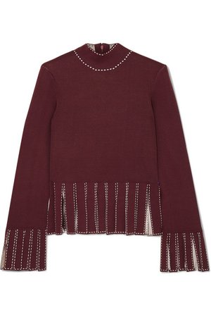 STAUD | Mika cropped fringed stretch-knit top | NET-A-PORTER.COM