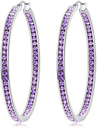 Amazon.com: CiNily Purple Cubic Zirconia Stainless Steel Hoop Earring for Women Hypoallergenic Jewelry for Sensitive Ears Large Big Hoop Earrings 2": Clothing