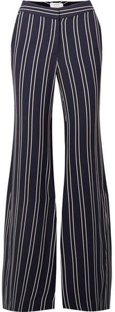 La Ligne - Striped Crepe Flared Pants - Navy