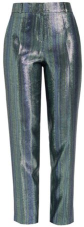 WtR - Vesper Blue Metallic Silk High Waist Suit Trousers