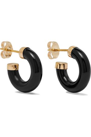 Loren Stewart | Stone gold onyx hoop earrings | NET-A-PORTER.COM
