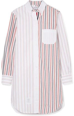 Striped Cotton-poplin Mini Dress - White