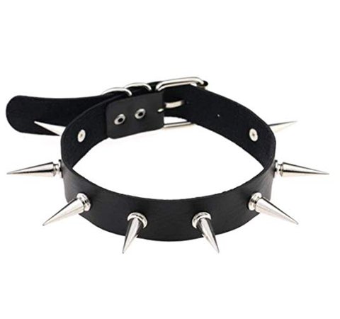 Amazon.com: Punk Gothic Leather Choker Collar Black Chokers with Spikes Adjustable for Men Women Girls (Style 2): Clothing