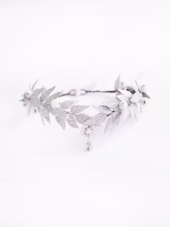 Winter Bridal Headpiece Silver Leaf Diadem Fairy Hairpiece - Etsy
