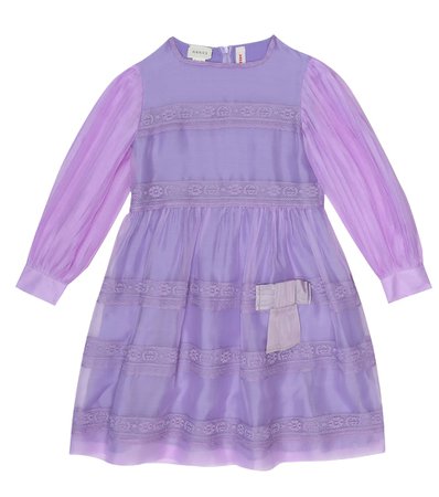 Gucci Kids - Lace-trimmed silk-organza dress | Mytheresa