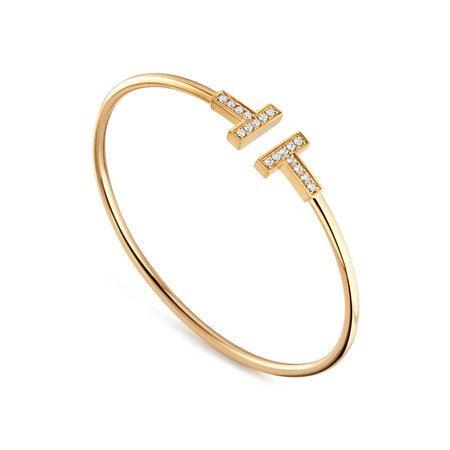 Tiffany T diamond wire bracelet in 18k gold, medium. | Tiffany & Co.