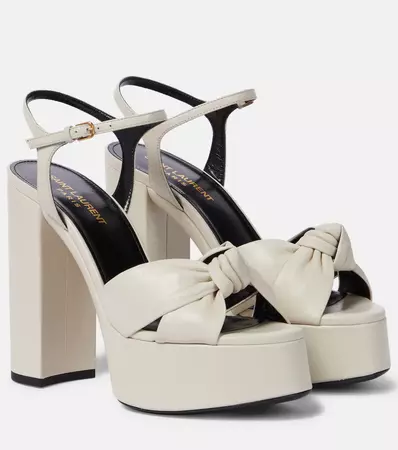 Bianca 125 Leather Platform Sandals in White - Saint Laurent | Mytheresa