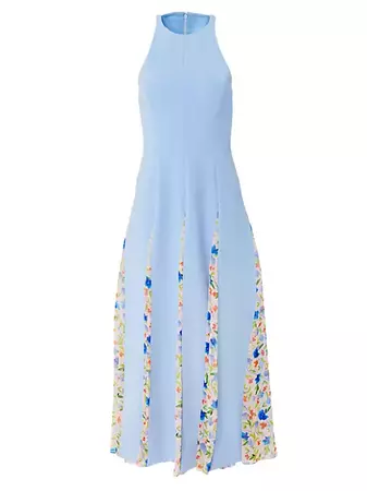 Shop Carolina Herrera Floral Godet Sleeveless Midi-Dress | Saks Fifth Avenue