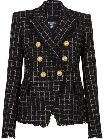 Balmain double-breasted Checked Tweed Jacket - Farfetch