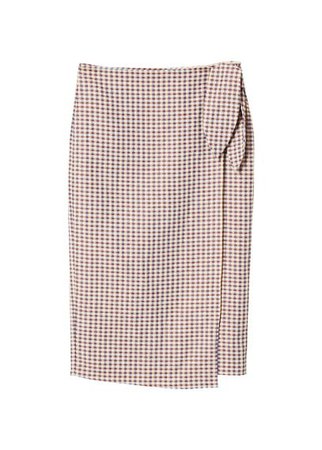 MANGO Linen-blend wrap skirt