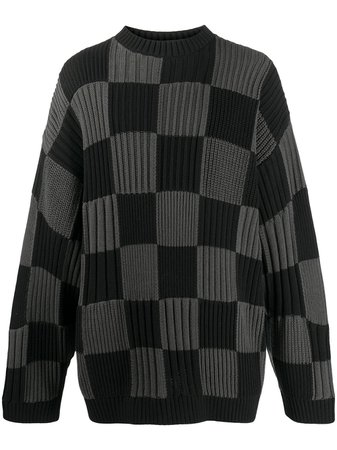 Balenciaga Checkerboard Knitted Jumper - Farfetch