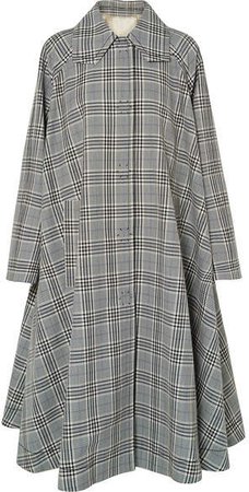 Oversized Checked Wool-blend Coat - Gray