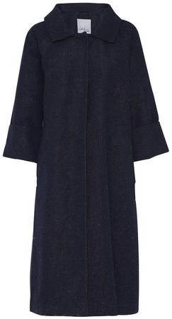 McVERDI - Cotton Coat With Belt In Marine Blue