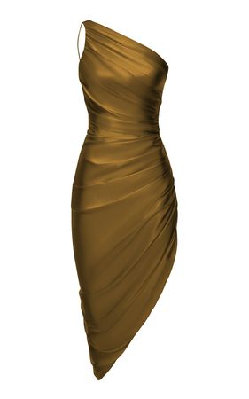Asymmetric Draped Satin Midi Dress By Rasario | Moda Operandi