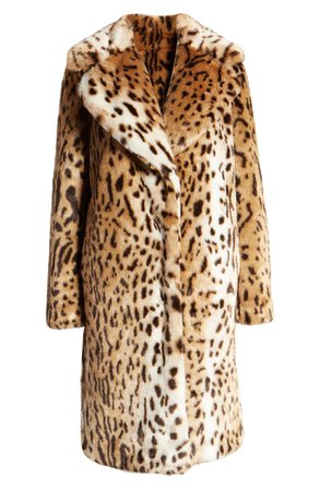 KENDALL + KYLIE Leopard Faux Fur Coat | Nordstrom