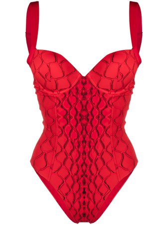 Noire Swimwear snakeskin print push-up swimsuit - FARFETCH