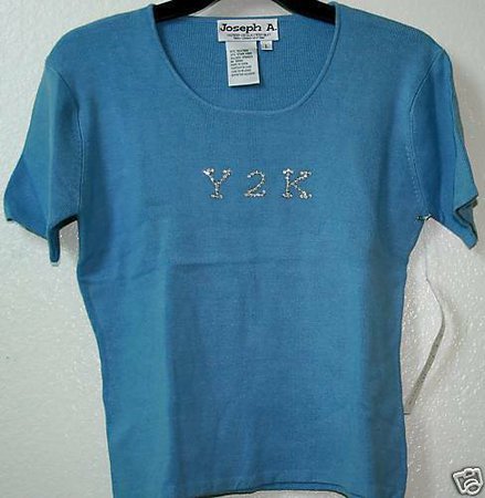 JOSEPH A Vtg Silk Blend Stretch Knit Y2K Rhinestone T Tee Crop Shirt Top NWT | eBay