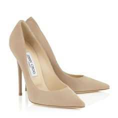 Jimmy Choo Nude Suede Pointy Toe Pumps