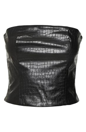 VERO MODA Linda Croc Faux Leather Strapless Top | Nordstrom
