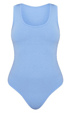Washed Blue Basic Racer Back Bodysuit | Tops | PrettyLittleThing USA