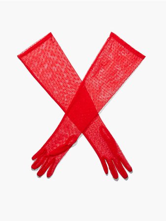 Candy Hearts Mesh Gloves (1X-3X) in Red | SAVAGE X FENTY