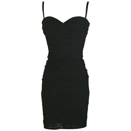 Dolce and Gabbana Black Textured Fitted Bustier Top Cocktail Dress For Sale at 1stdibs