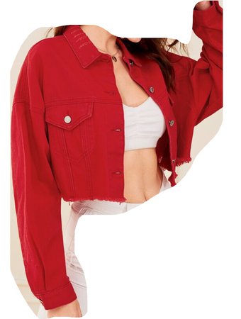 red jean jacket