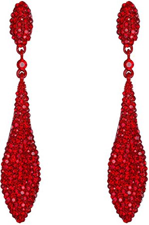 Amazon.com: EVER FAITH Women's Austrian Crystal Double Waterdrop Bridal Pierced Dangle Earrings Red Red-Tone: Jewelry