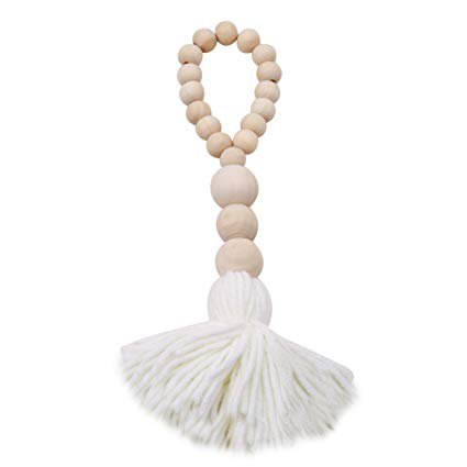 Amazon.com: UNKE Nordic Wooden Beads Tassel Wall Hanging Ornament Bed Mosquito Net Tieback Kids Room Nursery Cot Crib Decoration,White: Home & Kitchen