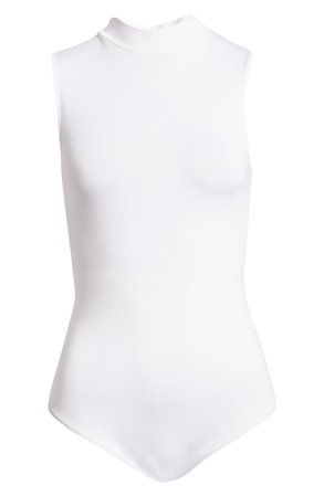 Ninety Percent Sleeveless Mock Neck Bodysuit white