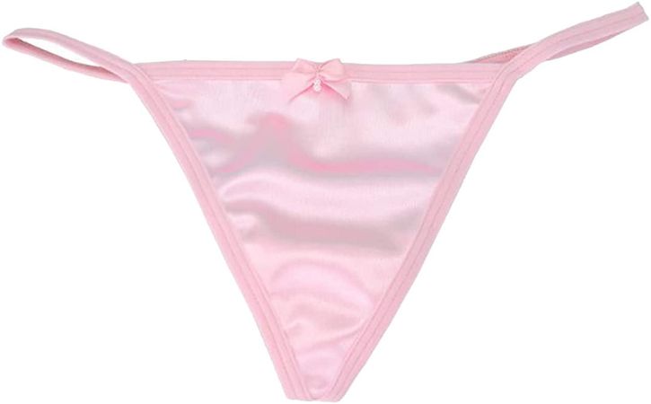 Amazon.com: MSemis Woman's Satin Silk Thong Tanga Briefs Panties Shiny Low Rise Bikini Briefs G-String T-Back Underwear Pink Large : Clothing, Shoes & Jewelry